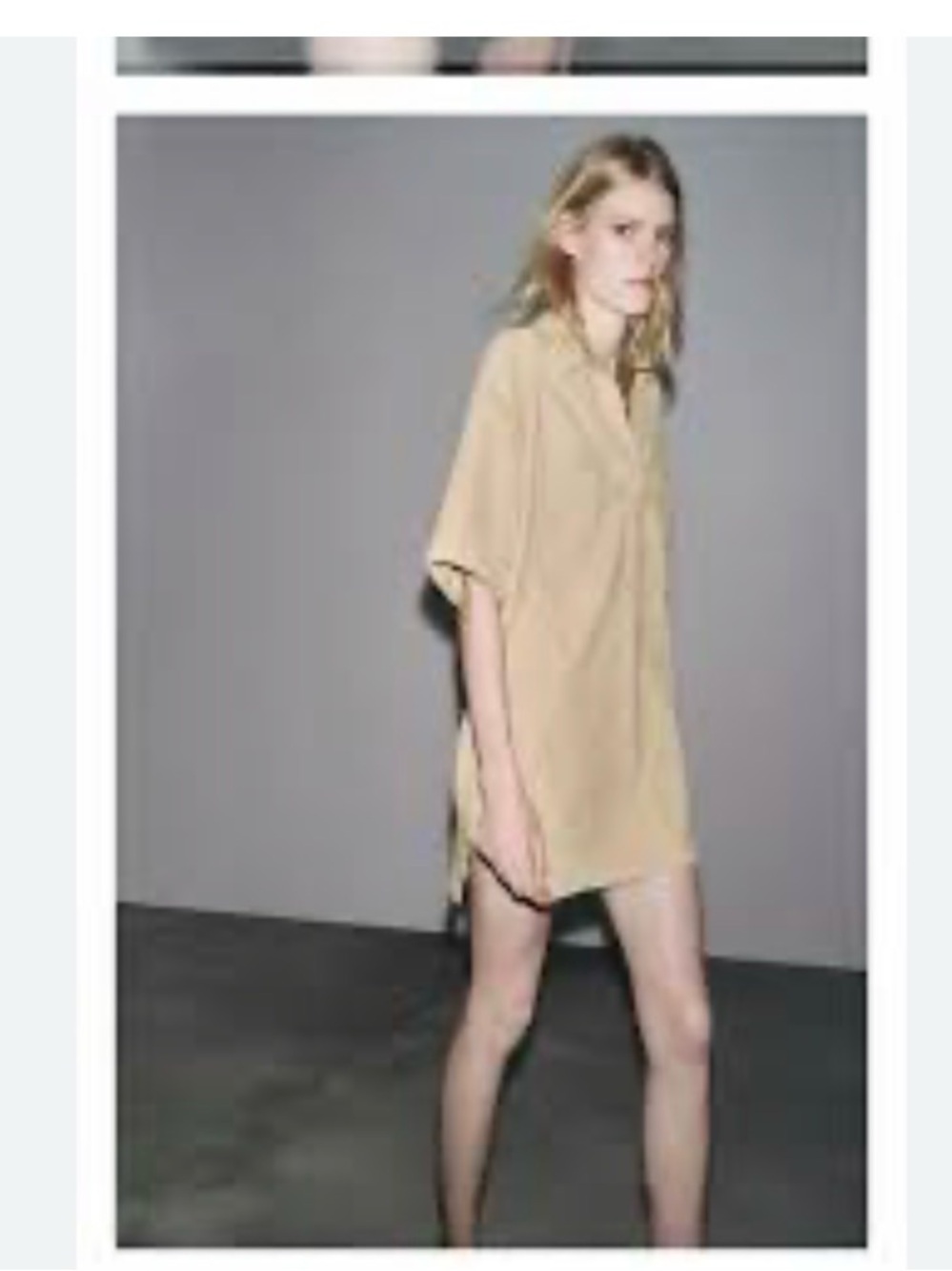 Zara 100%Suede Leather Oversized Beige Shirt Dress - Picture 2 of 8